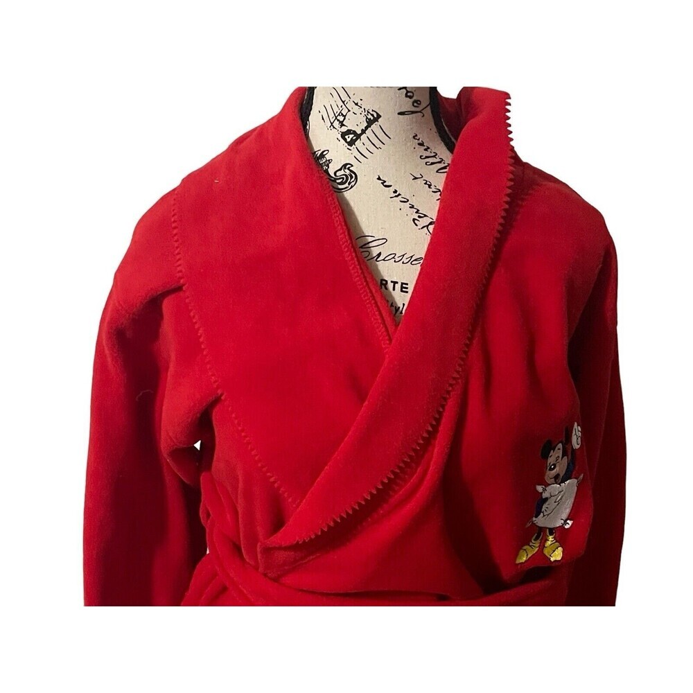 Vintage 1990s Disney Catalog Mickey Mouse Robe Red Soft Fleece Size LARGE RARE - Picture 5 of 16